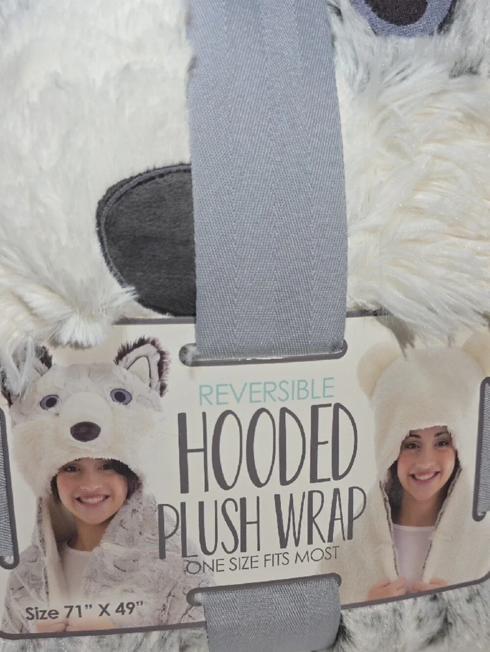 Wolf Reversible Hooded Plush Wrap